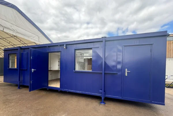 CUSTOM 32x10 ft Cabin Office + Canteen + 1+1 WC Wash Rooms Anti Vandal No 1105