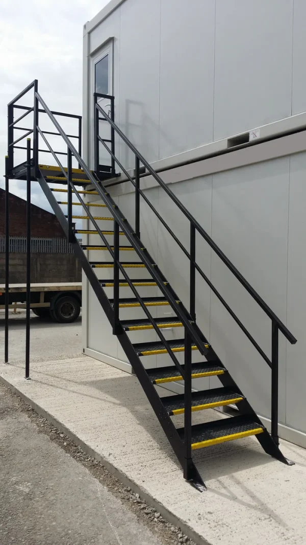 14 Tread Steel Staircase with Landing for Sale
