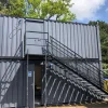 15 Tread Steel Staircase with Landing for Cabins Stack and Site Setups for Sale